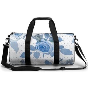 Blauwe rozen draagbare sporttas voor vrouwen en mannen reizen plunjezak voor sport print gymbag grappige yoga tas