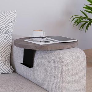 Dienblad armleuning Kuleskyd rond Ø34 cm marmer grijs [en.casa]