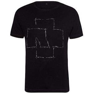 Rammstein T-shirt prikkeldraad zwart, officiële band merchandise fan shirt met print op de borst, zwart, S