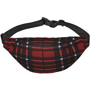 Rode en zwarte geruite bedrukte heuptas heuptas crossbody heuptas pack fanny pack heuptas, Zwart, Eén maat