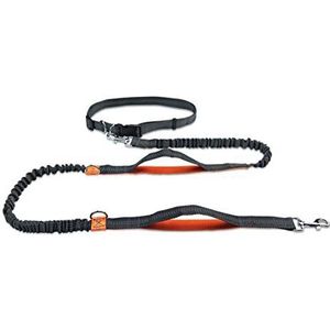 Reflecterende Leiband Trekkabel Hond Running Riem Elastische Handen Vrij Jogging Pull Hondenriem Metalen D-ring Leash-Oranje