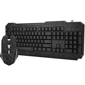 Bedraad toetsenbord en muis, mechanisch toetsenbord en muis, gamingaccessoires, gametoetsenbord en muis, voor thuis/op kantoor(zwart)
