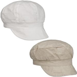 Lipodo Omkeerbare Linnen Pet Dames - visor muts met klep zomer cap voor Lente/Zomer - S (55-56 cm) wit