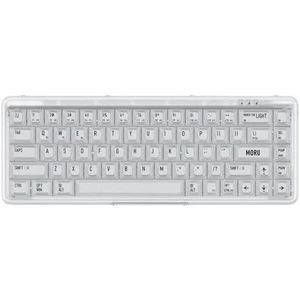 QPSJXN Transparant draadloos mechanisch toetsenbord met Bluetooth 5.0 en 2,4 g compatibiliteit voor Windows en Android, 1 procent Nature Edition (Moru transparant)