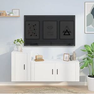 DIGBYS Meubels-sets-2-delige tv-kast set wit ontworpen hout