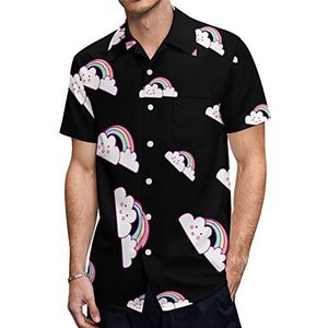 Regenboog Wolk Heren Hawaiiaanse Shirts Korte Mouw Casual Shirt Button Down Vakantie Strand Shirts 4XL