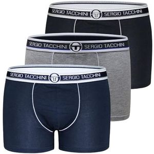 Sergio Tacchini Boxershorts voor heren van bi-elastisch katoen, verpakking van 6 stuks, 3 x boxershorts, XL