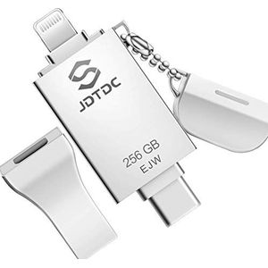 JSL JDTDC Apple MFi gecertificeerde 256 GB fotostick voor iPhone, 3-in-1 USB 3.0 iPhone USB Stick USB C flashdrive, Memory Stick Thumb Drive Back-up Externe Opslag voor iPhone 16 15 14 13 12 11/iPad
