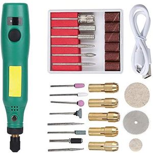 Greensen elektrische graveerpen nagelvijlmachine set met 6 slijpkoppen, nagelvijl manicure set met laag geluidsniveau en trillingen, nagelvijl set elektrisch graveerapparaat DIY manicure tool