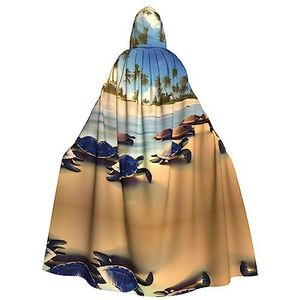 ZYVIA Turtles On The Beach Halloween Adult Hooded Cape - Comfortabele Elastische Drapey Perfect voor Halloween Cosplay Prom Party Comic Con Party Decoratie Cape