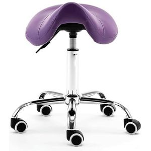 JAVPTAV Zadelkruk Stoel w/Wielen Hydraulische Lederen Zadelkruk Rolling Stoel Comfortabel 19""-23"" Hoog voor Kliniek Tandarts Spa Massage Salons Studio (paars)