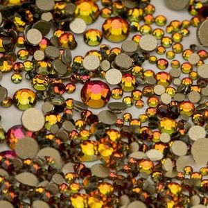 14400 stuks groothandel SS4-SS20 mixformaat glazen strass steentjes kristal niet-hotfix gouden flatback stenen voor doe-het-zelf nagelkunst accessoires-vulkaan-mixf