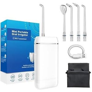 Draagbare waterflosser Mini draadloze monddouche Tandenreiniger Pick Telescopische tank 3 modi Waterdicht (Color : White)