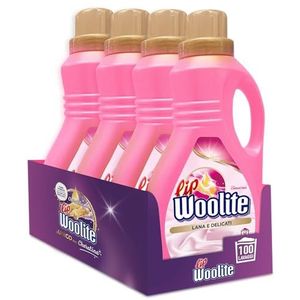Lip Woolite Wasmiddel, wol en Delicati, 25 wasbeurten, 4 verpakkingen met 1500 ml vloeibaar wasmiddel wol en zacht met keratine