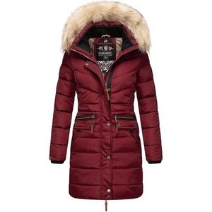 Navahoo Winterjas, voor dames, warm, gewatteerd, lang, met capuchon, Paula, maten XS-XXL, bordeaux, XS