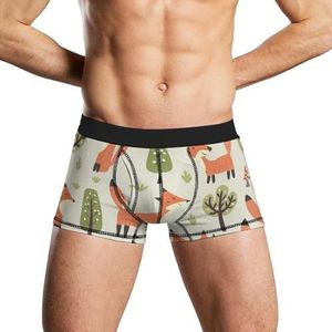 Schattige kleine vossen en bomen zacht herenondergoed comfortabele ademende pasvorm boxershort S