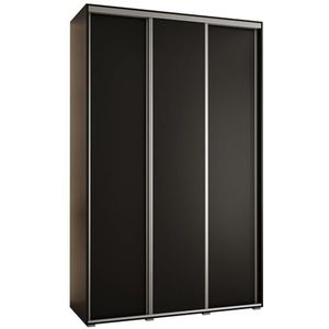 MEBLE KRYSPOL Davos 1 160 slaapkamerKledingkast met drie schuifdeuren - Moderne kledingkast, kledingroede en planken - 235,2x160x45 cm - zwart zwart zilver