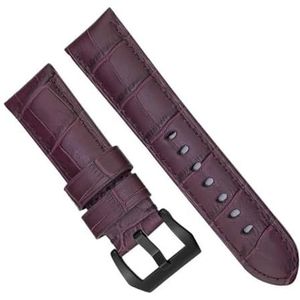 dayeer Koeienhuid lederen kleurrijke horlogeband voor Panerai LUMINOR 1950 PAM013012 getextureerde horlogebanden (Color : Purple black, Size : 24mm)