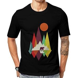 California Mountains Bear T-shirt voor heren met korte mouwen en ronde hals, casual T-shirt, tops, XL