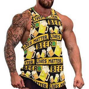 Beer Lives Matter Tanktop voor heren, mouwloos T-shirt, pullover, gymshirts, workout zomer T-shirt