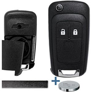 Vouwsleutelhoes, afstandsbediening met 2 knoppen, lege autosleutel + batterij voor Chevrolet