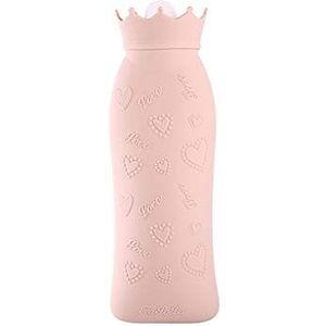 OIFAODAO, Heetwaterflessen Heetwaterzak Siliconen waterinjectie Heetwaterkruik Ideaal for pijnverlichting Met warm en koud water gevulde warmwaterkruik,Warmwaterkruik(Roze,L)