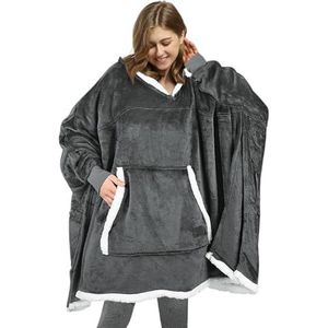 Catalonia Classy hoodie-deken van fleece, oversized, draagbaar, sherpa-voering, poncho-deken, sweatshirt, super zacht, warm, draagbaar, trui, enorme pullover met capuchon, voor volwassenen, voor