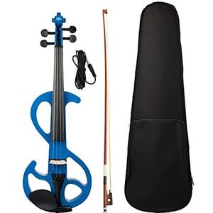 Viool Beginner Student Elektrische Viool 4/4 Elektrische Stille Viool Met Strijkstok Vioolkoffer Blauwe S-vorm Fiddle Professionele Viool