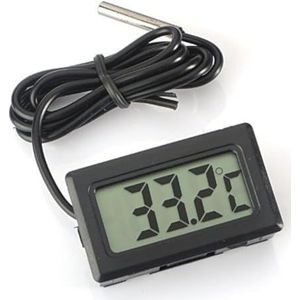 WINGONEER Digitale lcd-thermometer, temperatuurmonitor met externe sonde voor koelkast, vriezer, koelkast, aquarium, zwart