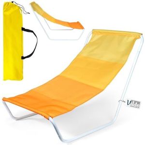 Strandstoel Opvouwbaar Geel - Strandmat - Zonneligstoel - Ligstoel - Ligbed - Tuinstoel - Campingstoel