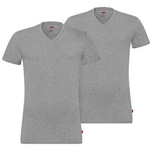 Levi's Heren Levis Men V-hals 2p T-shirt (2 stuks), grijs (middle grey melange 758), S