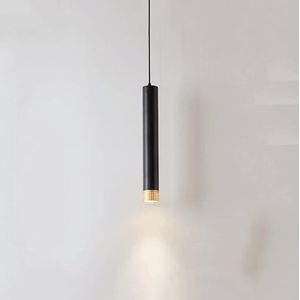 LANGDU Moderne LED-kroonluchter, 3000K warm licht cilindrische hanglampen, in hoogte verstelbare hanglamp for keukeneiland studeerkamer woonkamer bar(Color:Dark)