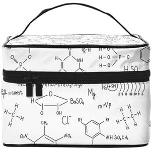 Make-uptas,Grote cosmetische tas draagbare reistas leer waterdicht voor vrouwen meisjes,Handgetekende chemische formule, zoals afgebeeld, Eén maat
