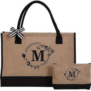 ZGXNYI Tote Linnen Tassen Brief Garland Linnen Grote Capaciteit Canvas Tote Bag Boodschappentas Tote Bag Duffle Bag Voor Bruiloft, Verjaardag Strand Vakantie Jute Tote Tassen, Bruin-m, Eén maat