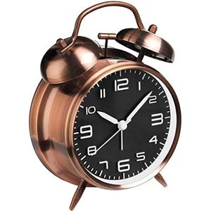 Lesipee - Analoge Klok - Bruin - Dubbele Bel - Batterijwerkende Wekker