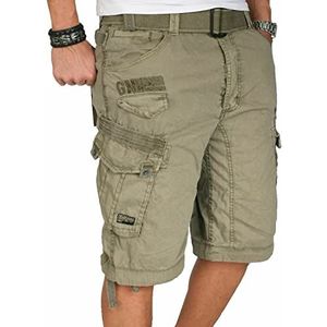 Geographical Norway Pratique Perle Herenshorts, cargoshorts met riem, mastic, M