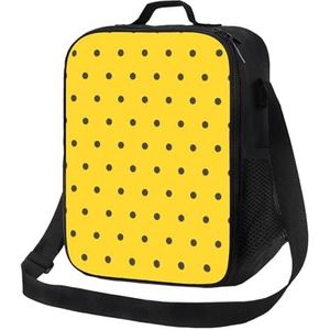 EgoMed Lunchtas, duurzame geïsoleerde lunchbox herbruikbare draagtas koeltas voor werk schoolzwarte stippen gele achtergrond