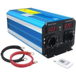 Inverter Zuivere Sinusomvormer DC12V/24V Naar AC220V 230V Afstandsbediening LCD-scherm RV Auto-omvormer Zonne-energie-accu-omvormer 8000W Universele Aansluiting Converter(DC12V,60Hz,7000W peak)