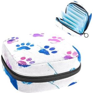 Kattenpoten voetafdrukken textuur maandverband opbergtas, grote menstruatiecup zakje met rits, menstruatiepads tas winkel inlegkruisjes tampons voor meisjes vrouwen