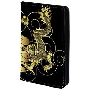 Paspoorthouder, paspoorthoes, paspoortportemonnee, reisbenodigdheden traditionele Chinese gouden draak, Meerkleurig, 11.5x16.5cm/4.5x6.5 in