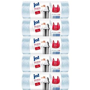 ja! 125 vuilniszakken/vuilniszakken met handgreep, 35 liter, 25 stuks per rol, scheurvaste bodemnaad, transparant, 5 rollen