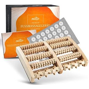 ALPENHAUCH - Voetmassageroller van echt hout met acupressuurmat - vitaliserend voetmassageapparaat met noppen - stimulerende voetmassage roller - voetmassage voor hielspoor en plantaire fasciitis