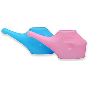 Set van twee Traveler's Plastic Neti Pot voor Nasal Cleansing | Roze en Blauw Neti Pot voor Paar | Compact en Travel-Friendly Design | Natuurlijke Behandeling voor Sinus, Infectie en Congestie