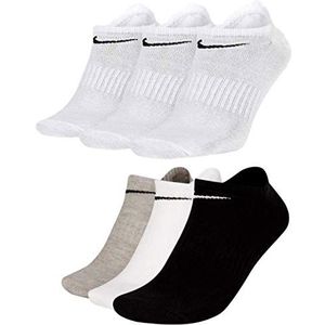 Nike Sokken 6 paar sneakersokken sokken sokken sokken SX7678 wit grijs zwart, 3 paar wit 3 paar bont, 46-50 EU