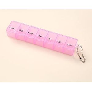 Pillendoosorganisator, pillendispenser, 7 dagen pillendoosorganisator, één keer per dag, wekelijkse pillendoos, pillenorganizer voor medicijnen, supplementen, vitamines, levertraan (roze)
