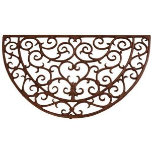 Esschert Design Vuilvangmat, deurmat in antiek gietijzer, halfrond, ca. 69 cm x 41 cm