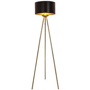 Retro Minimalistische Vloerlamp, Gouden Statief Vloerlamp Met Zwarte Lampenkap Elegante Moderne Vloerlamp for Slaapkamers Woonkamer Keuken Staande Lamp Leeslamp Woonkamer