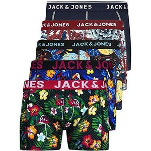JACK & JONES Set van 5 boxershorts voor heren, wit, zwart, blauw, grijs, 12204864, 5-pack Mix 1, L