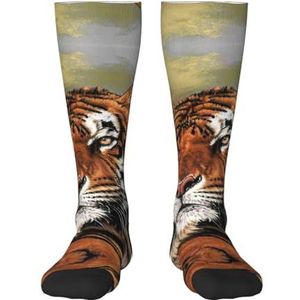 Leuke tijger volwassen grappige 3d sokken crew sokken nieuwigheid sokken gag geschenken, zachte gezellige sokken., 2 Zwart-2, Eén Maat