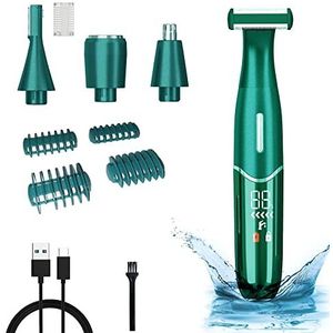YEAHTOP 4-in-1 scheerapparaat voor heren, waterdicht, elektrisch, pijnloos, intieme zone, met led-display, neustrimmer, oksels, bikini, benen, armen